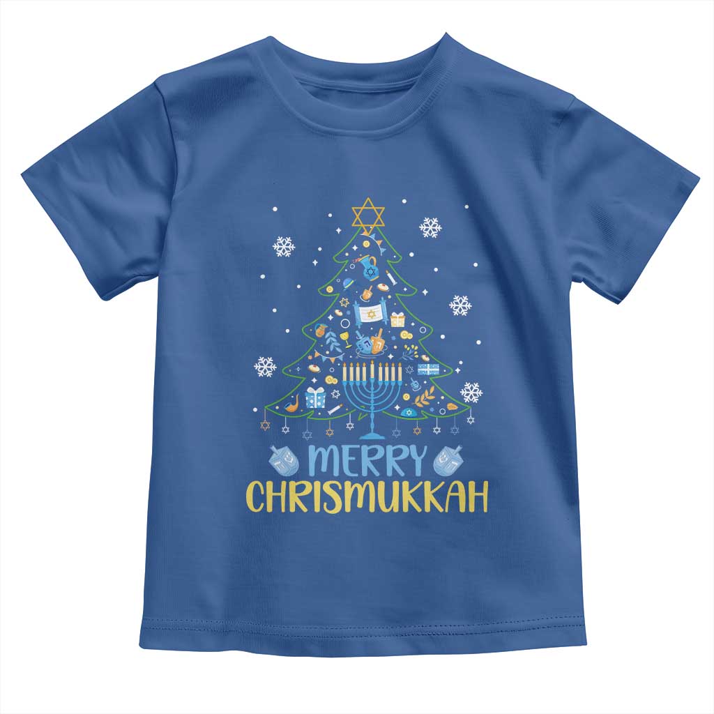Christmas Hanukkah Toddler T Shirt Merry Christmukkah Jewish Christmas Tree Chanukah TS02 Royal Blue Print Your Wear