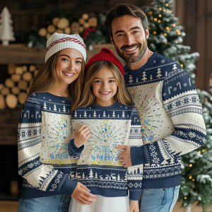 Christmas Hanukkah Ugly Christmas Sweater Merry Christmukkah Jewish Christmas Tree Chanukah TS02 Navy Print Your Wear