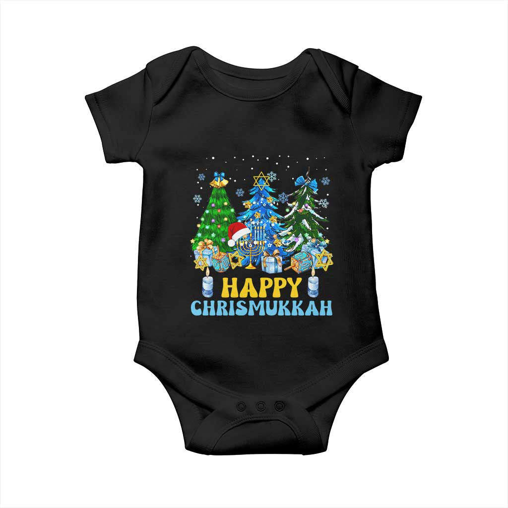 Christmas Hanukkah Baby Onesie Merry Christmukkah Jewish Christmas Trees Chanukah TS02 Black Print Your Wear
