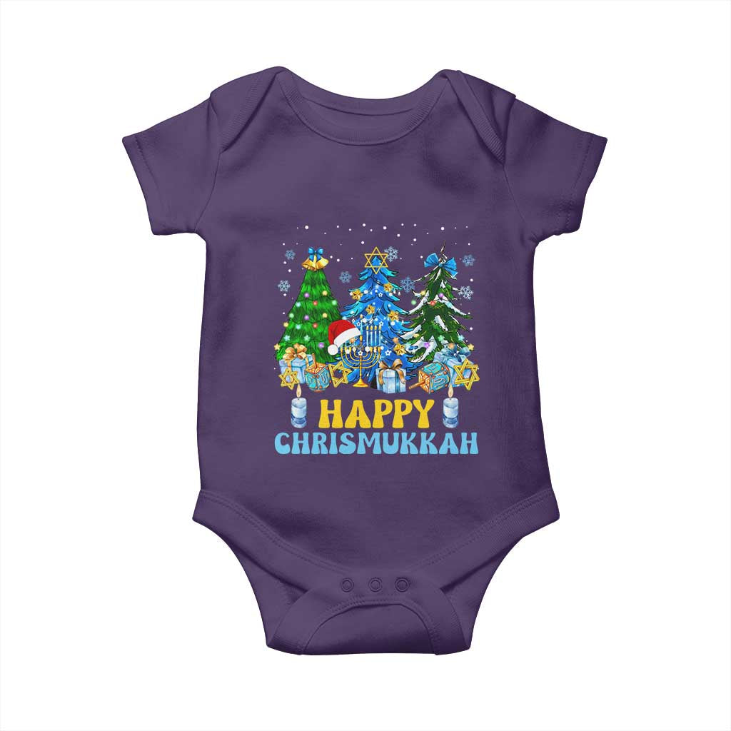 Christmas Hanukkah Baby Onesie Merry Christmukkah Jewish Christmas Trees Chanukah TS02 Purple Print Your Wear