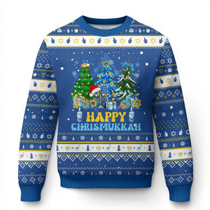 Merry Chrismukkah Hanukkah Ugly Sweater Jewish Christmas Trees Chanukah TS02 Blue White Print Your Wear