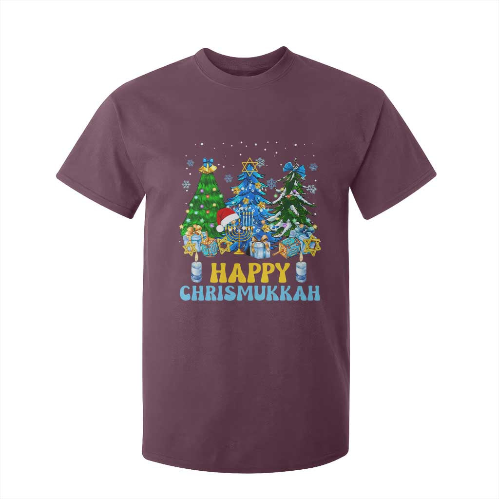 Christmas Hanukkah T Shirt For Kid Merry Christmukkah Jewish Christmas Trees Chanukah TS02 Maroon Print Your Wear