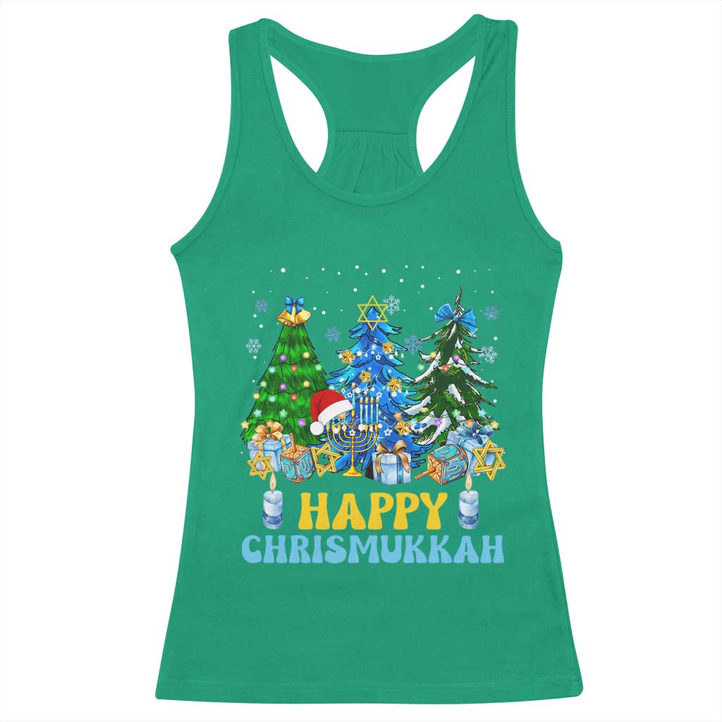 Christmas Hanukkah Racerback Tank Top Merry Christmukkah Jewish Christmas Trees Chanukah TS02 Irish Green Print Your Wear
