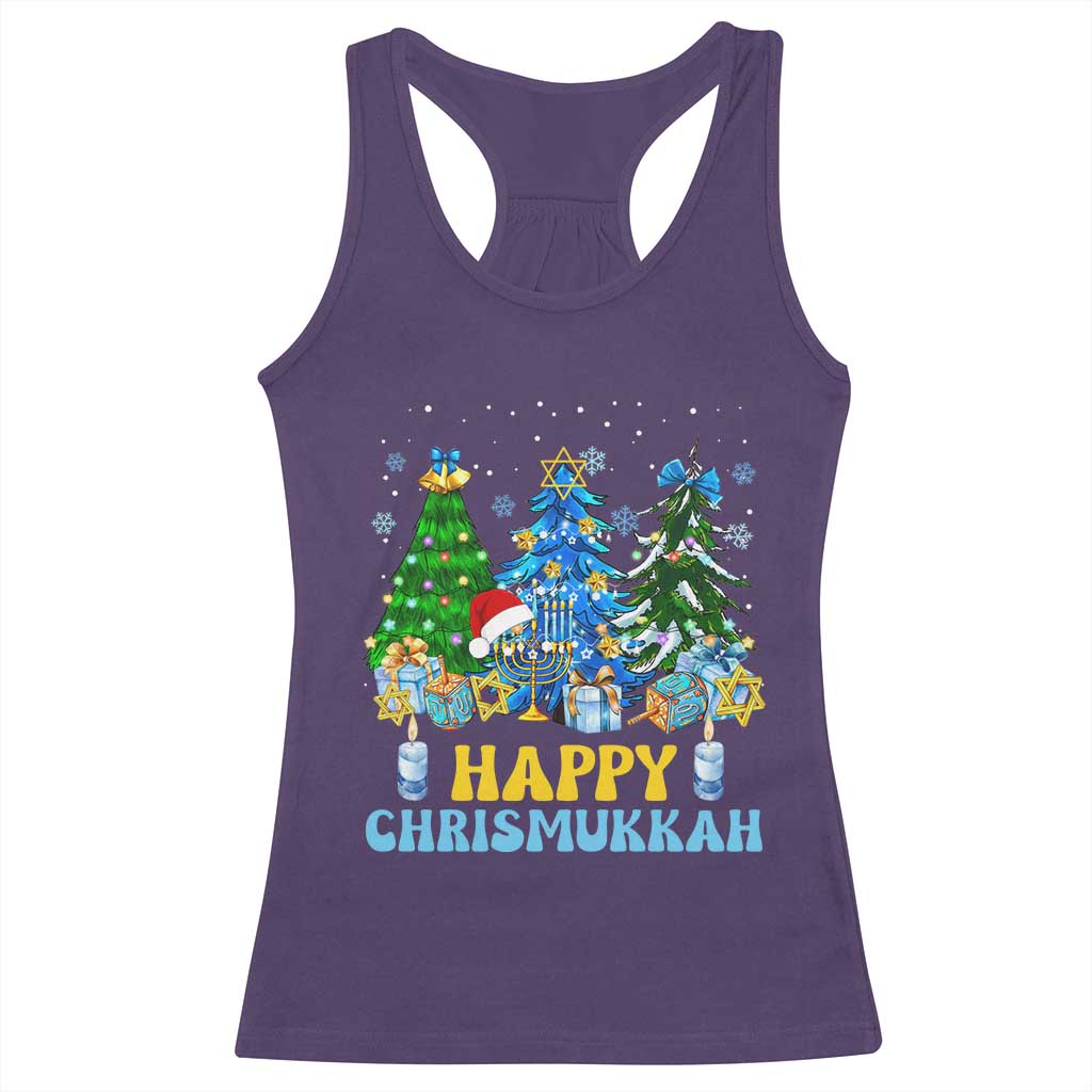 Christmas Hanukkah Racerback Tank Top Merry Christmukkah Jewish Christmas Trees Chanukah TS02 Purple Print Your Wear