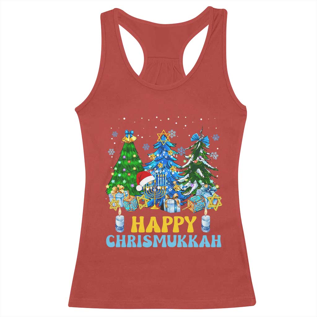 Christmas Hanukkah Racerback Tank Top Merry Christmukkah Jewish Christmas Trees Chanukah TS02 Red Print Your Wear