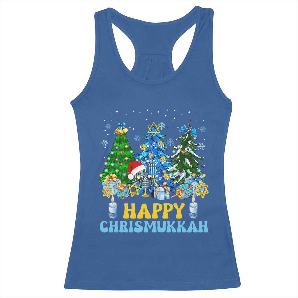 Christmas Hanukkah Racerback Tank Top Merry Christmukkah Jewish Christmas Trees Chanukah TS02 Royal Blue Print Your Wear