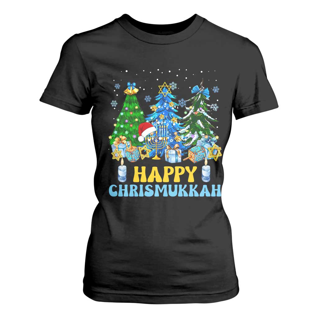 Christmas Hanukkah T Shirt For Women Merry Christmukkah Jewish Christmas Trees Chanukah TS02 Black Print Your Wear