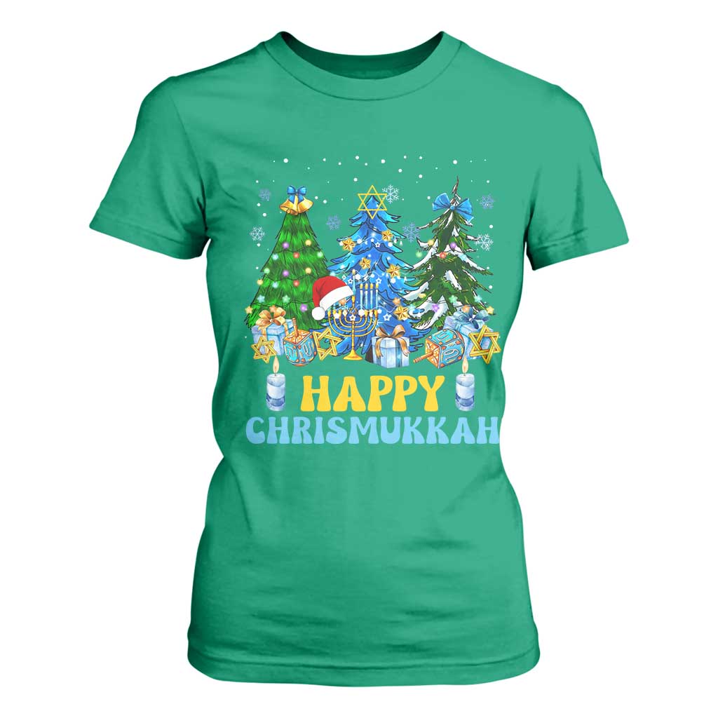 Christmas Hanukkah T Shirt For Women Merry Christmukkah Jewish Christmas Trees Chanukah TS02 Irish Green Print Your Wear