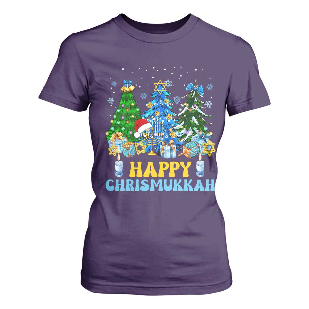 Christmas Hanukkah T Shirt For Women Merry Christmukkah Jewish Christmas Trees Chanukah TS02 Purple Print Your Wear