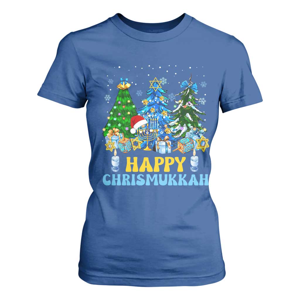 Christmas Hanukkah T Shirt For Women Merry Christmukkah Jewish Christmas Trees Chanukah TS02 Royal Blue Print Your Wear