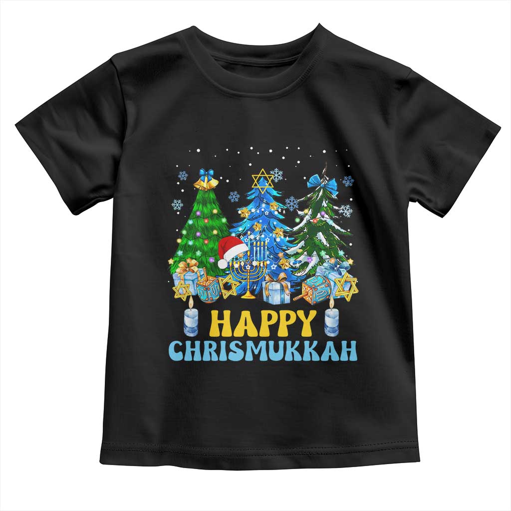 Christmas Hanukkah Toddler T Shirt Merry Christmukkah Jewish Christmas Trees Chanukah TS02 Black Print Your Wear