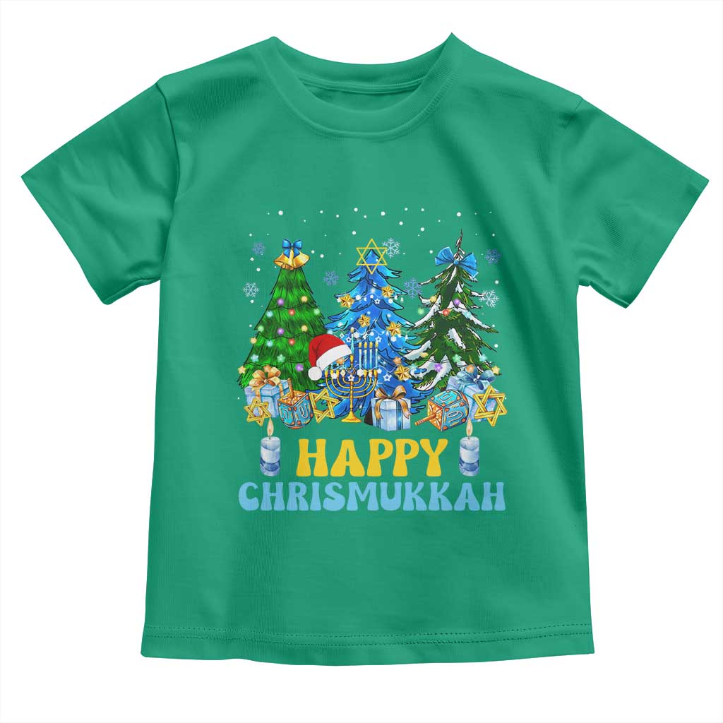 Christmas Hanukkah Toddler T Shirt Merry Christmukkah Jewish Christmas Trees Chanukah TS02 Irish Green Print Your Wear