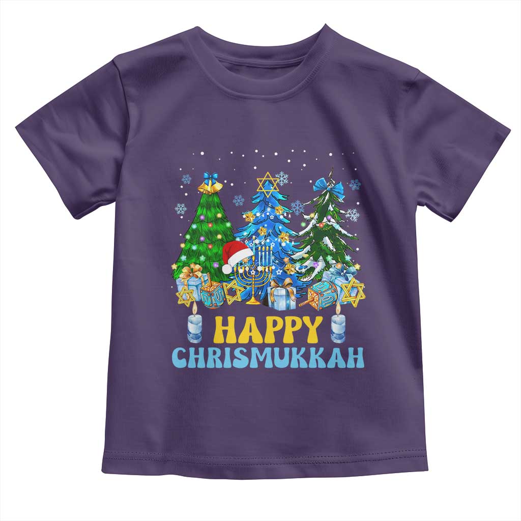 Christmas Hanukkah Toddler T Shirt Merry Christmukkah Jewish Christmas Trees Chanukah TS02 Purple Print Your Wear