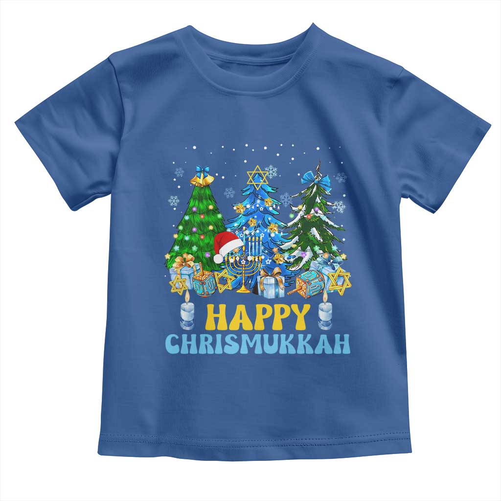 Christmas Hanukkah Toddler T Shirt Merry Christmukkah Jewish Christmas Trees Chanukah TS02 Royal Blue Print Your Wear