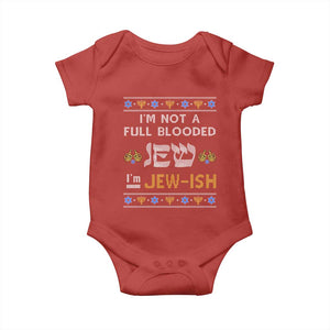 Funny Jewish Baby Onesie I'm Not Full Blooded Jew I'm Jewish Chanukah Ugly Sweater Hanukkah TS02 Red Print Your Wear