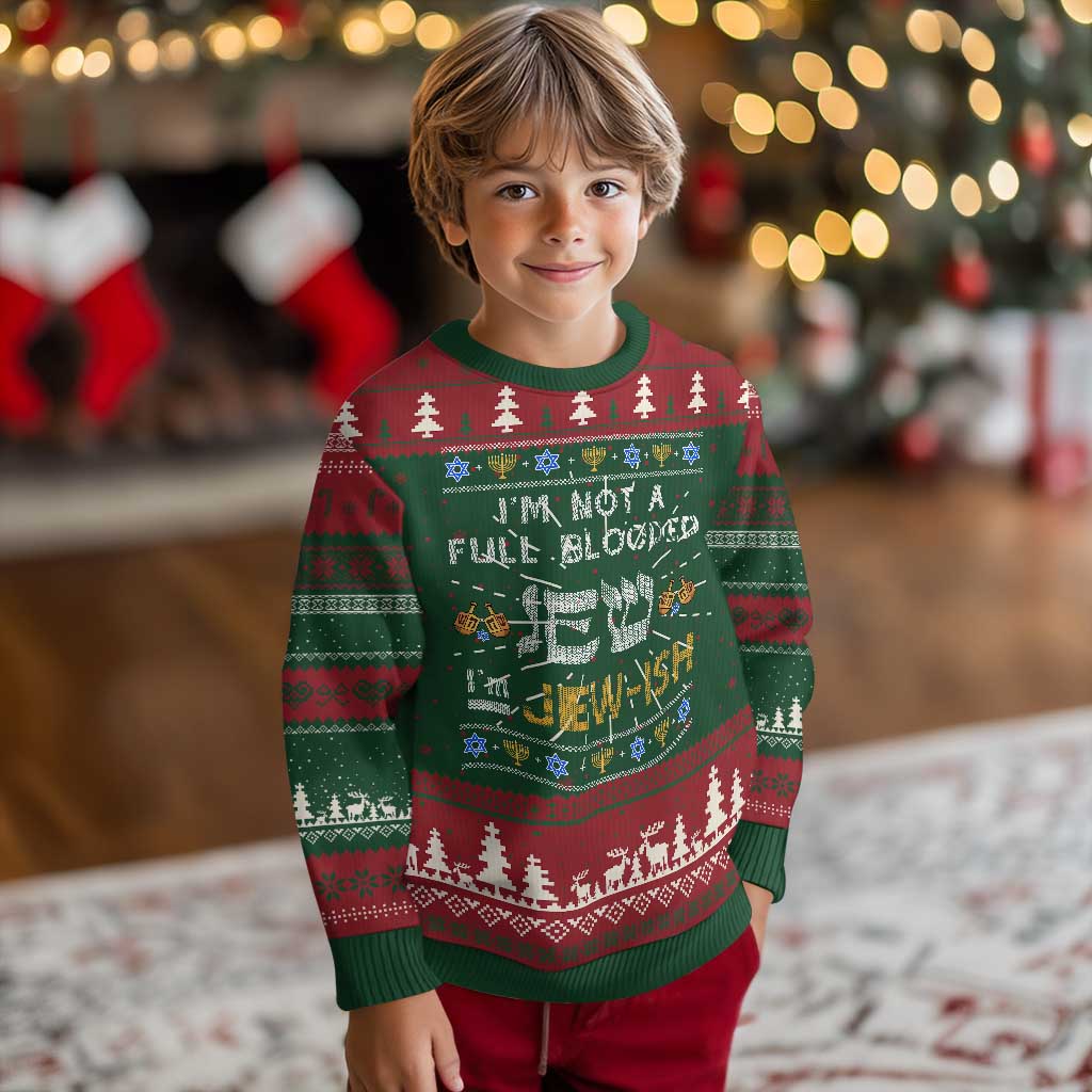 Funny Jewish Ugly Christmas Sweater I'm Not Full Blooded Jew I'm Jewish Chanukah Ugly Sweater Hanukkah TS02 Christmas Print Your Wear