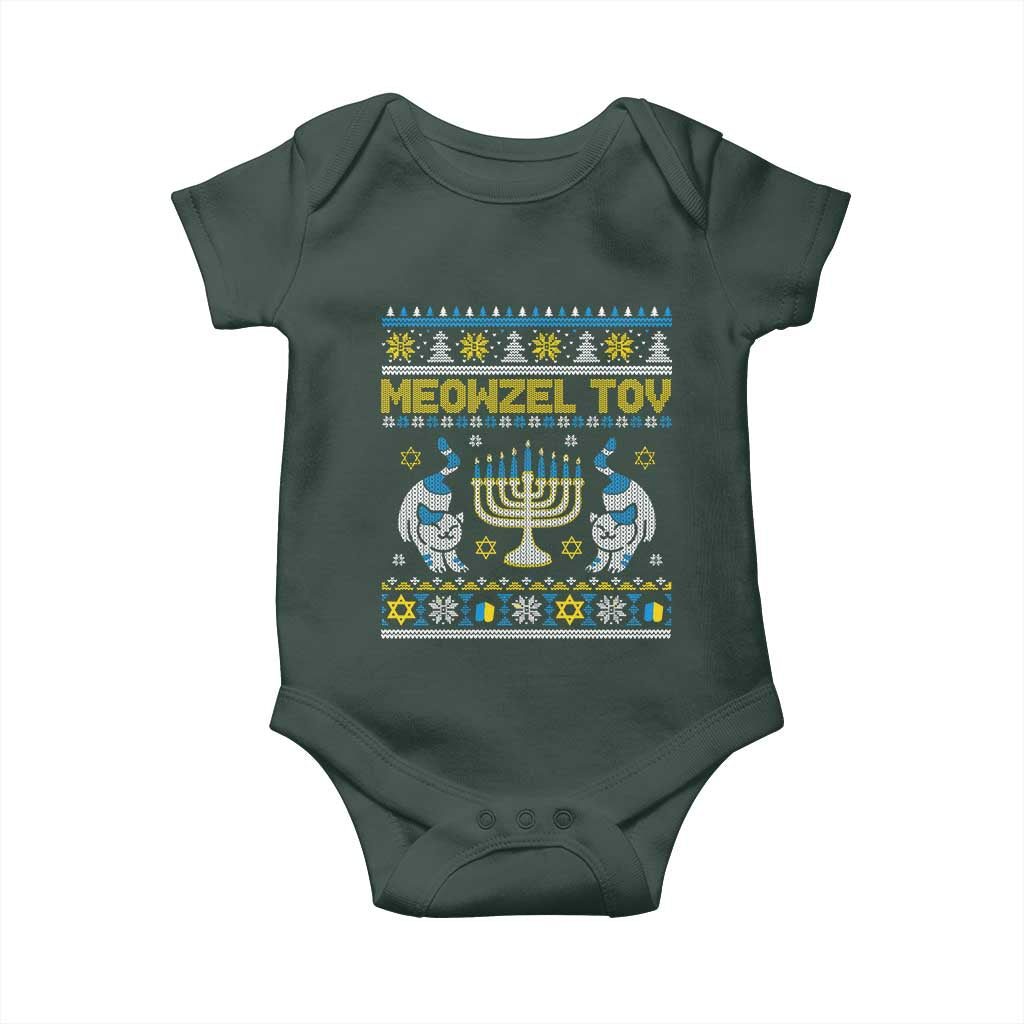 Funny Hanukkah Cat Baby Onesie Meowzel Tov Chanukah Jewish Ugly Sweater Hanukkah TS02 Print Your Wear