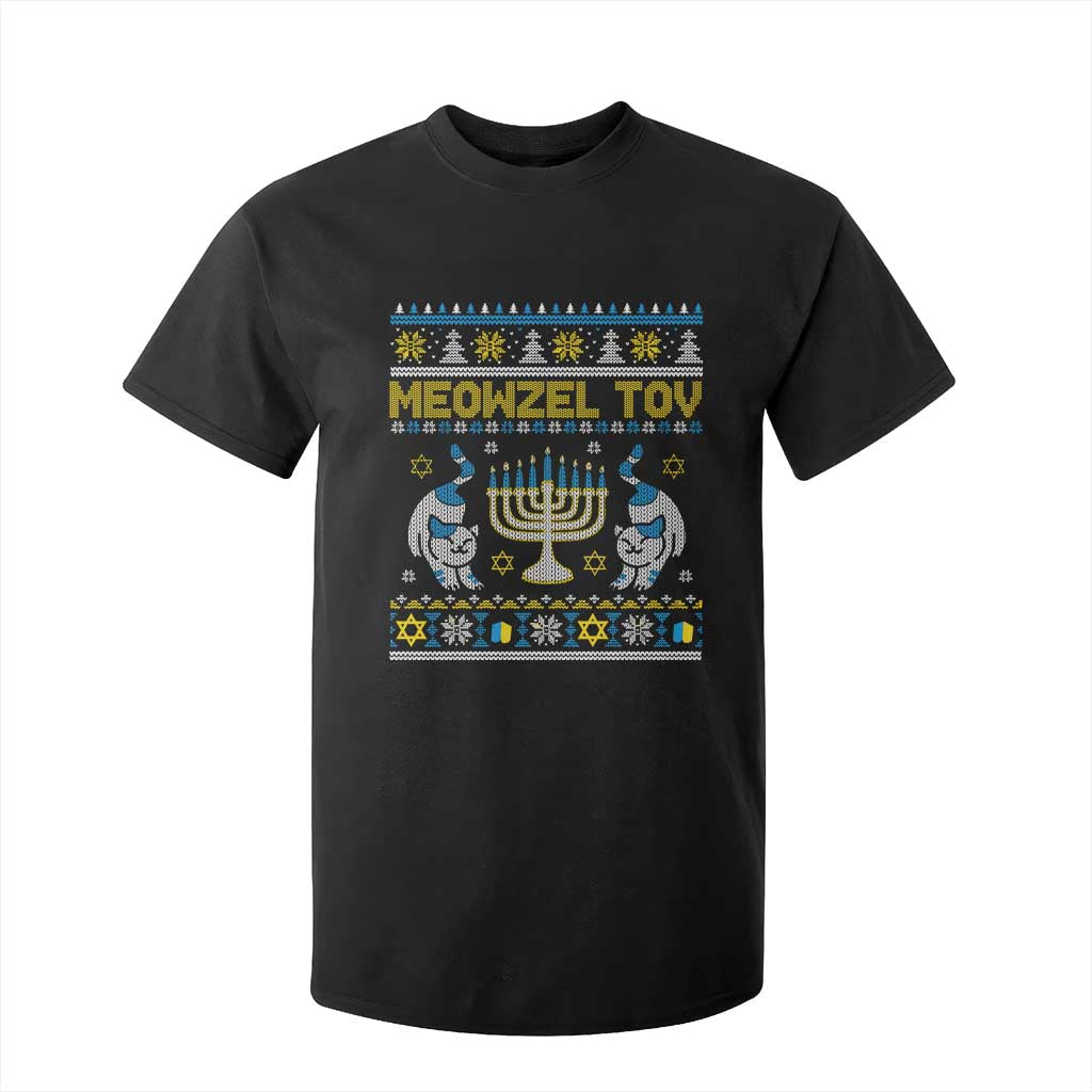 Funny Hanukkah Cat T Shirt For Kid Meowzel Tov Chanukah Jewish Ugly Sweater Hanukkah TS02 Black Print Your Wear
