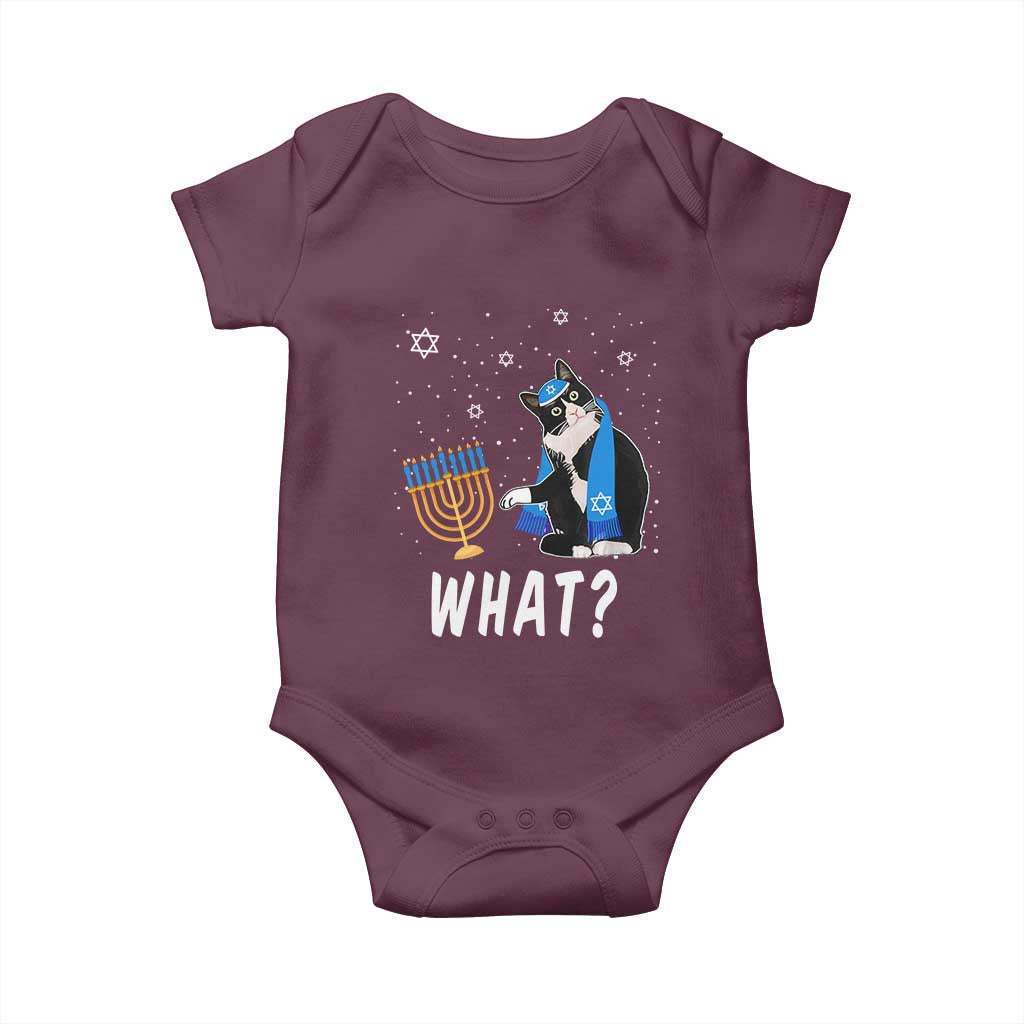 Funny Hanukkah Cat Baby Onesie What Hanukcat Chanukah Jewish Festival TS02 Maroon Print Your Wear