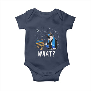 Funny Hanukkah Cat Baby Onesie What Hanukcat Chanukah Jewish Festival TS02 Navy Print Your Wear