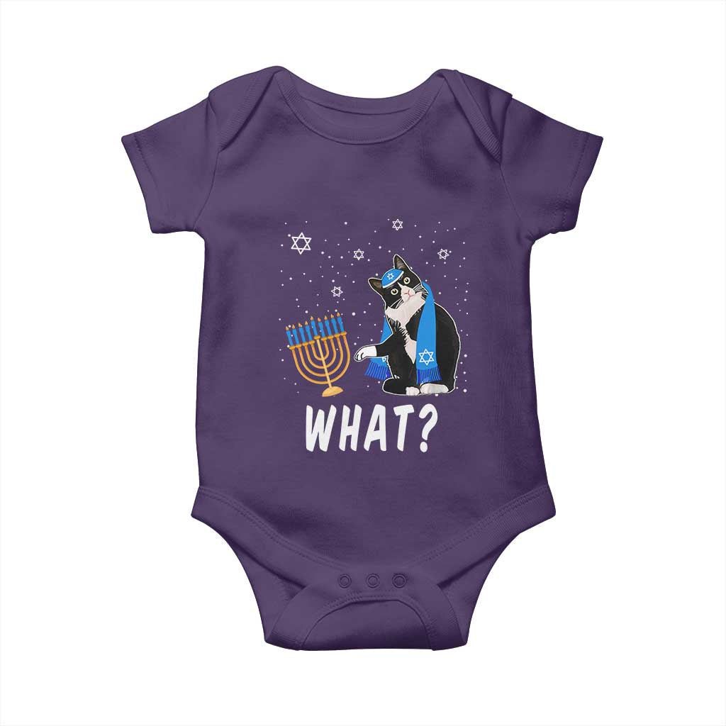 Funny Hanukkah Cat Baby Onesie What Hanukcat Chanukah Jewish Festival TS02 Purple Print Your Wear