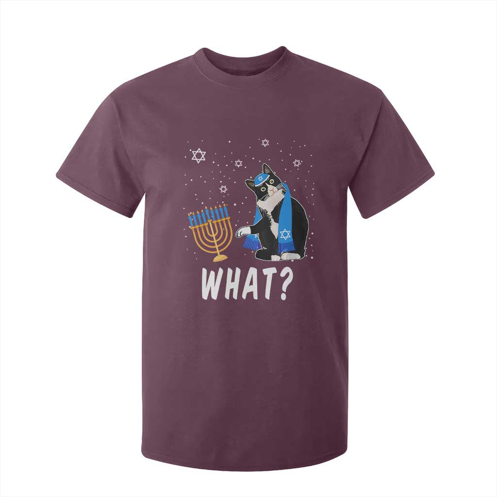 Funny Hanukkah Cat T Shirt For Kid What Hanukcat Chanukah Jewish Festival TS02 Maroon Print Your Wear