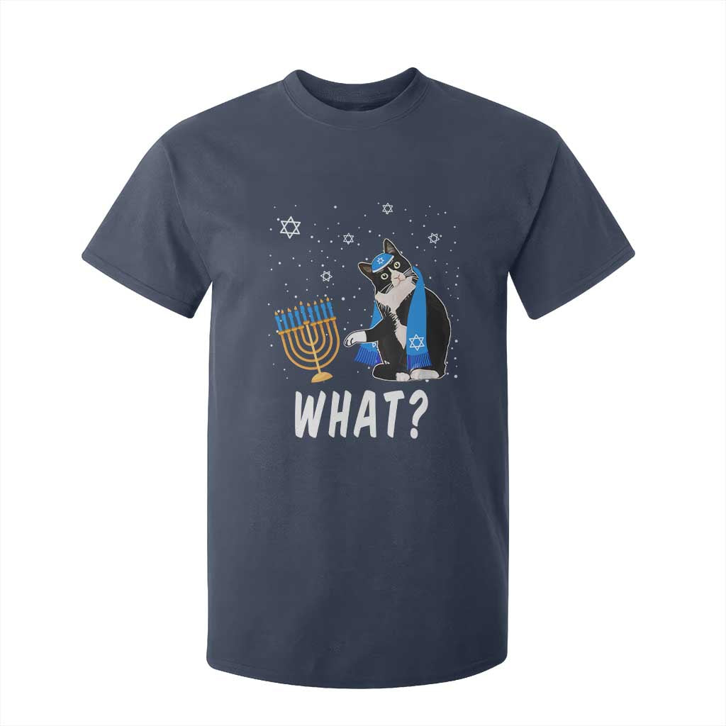 Funny Hanukkah Cat T Shirt For Kid What Hanukcat Chanukah Jewish Festival TS02 Navy Print Your Wear