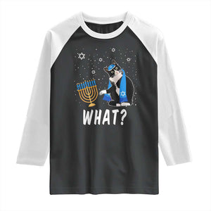 Funny Hanukkah Cat Raglan Shirt What Hanukcat Chanukah Jewish Festival TS02 Black White Print Your Wear
