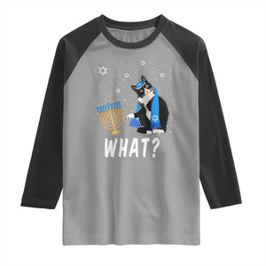 Funny Hanukkah Cat Raglan Shirt What Hanukcat Chanukah Jewish Festival TS02 Sport Gray Black Print Your Wear