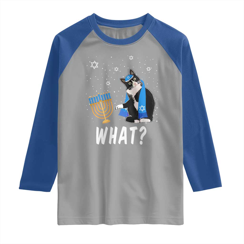 Funny Hanukkah Cat Raglan Shirt What Hanukcat Chanukah Jewish Festival TS02 Sport Gray Royal Print Your Wear
