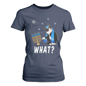 Funny Hanukkah Cat T Shirt For Women What Hanukcat Chanukah Jewish Festival TS02 Navy Print Your Wear