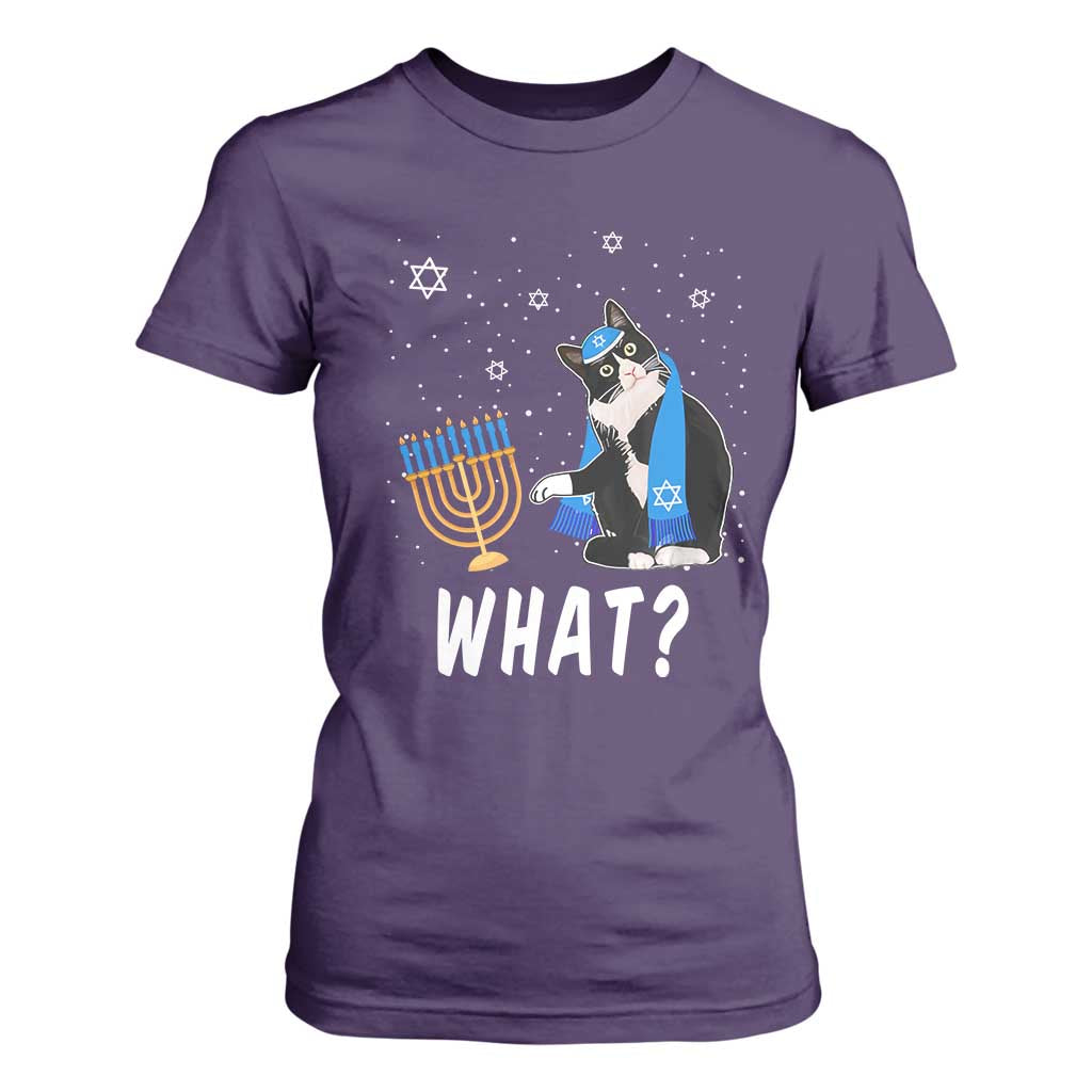 Funny Hanukkah Cat T Shirt For Women What Hanukcat Chanukah Jewish Festival TS02 Purple Print Your Wear