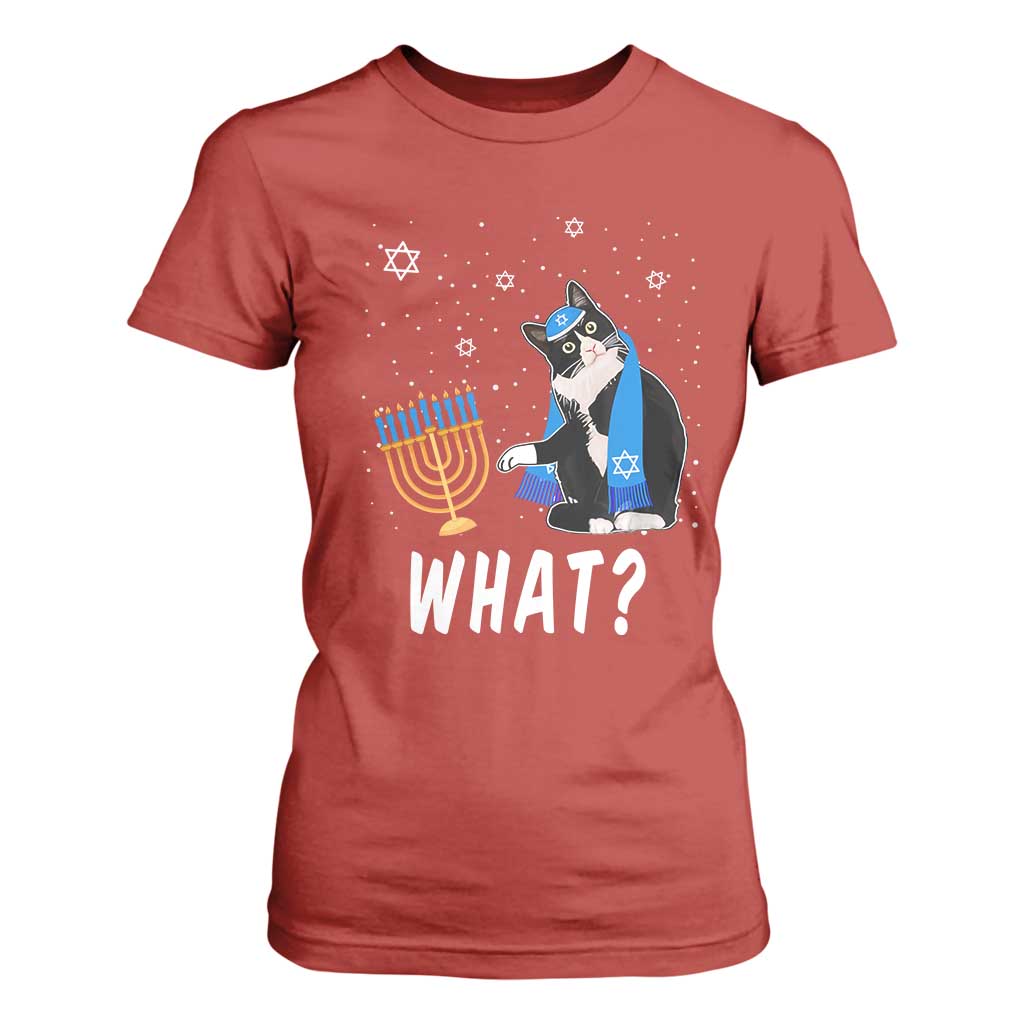 Funny Hanukkah Cat T Shirt For Women What Hanukcat Chanukah Jewish Festival TS02 Red Print Your Wear