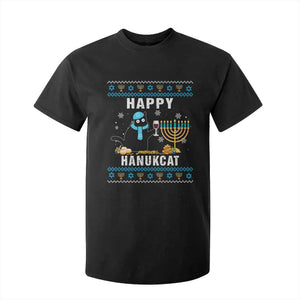 Funny Hanukkah Cat T Shirt For Kid Happy Hanukcat Drinking Black Cat Jewish Menorah Chanukah TS02 Black Print Your Wear