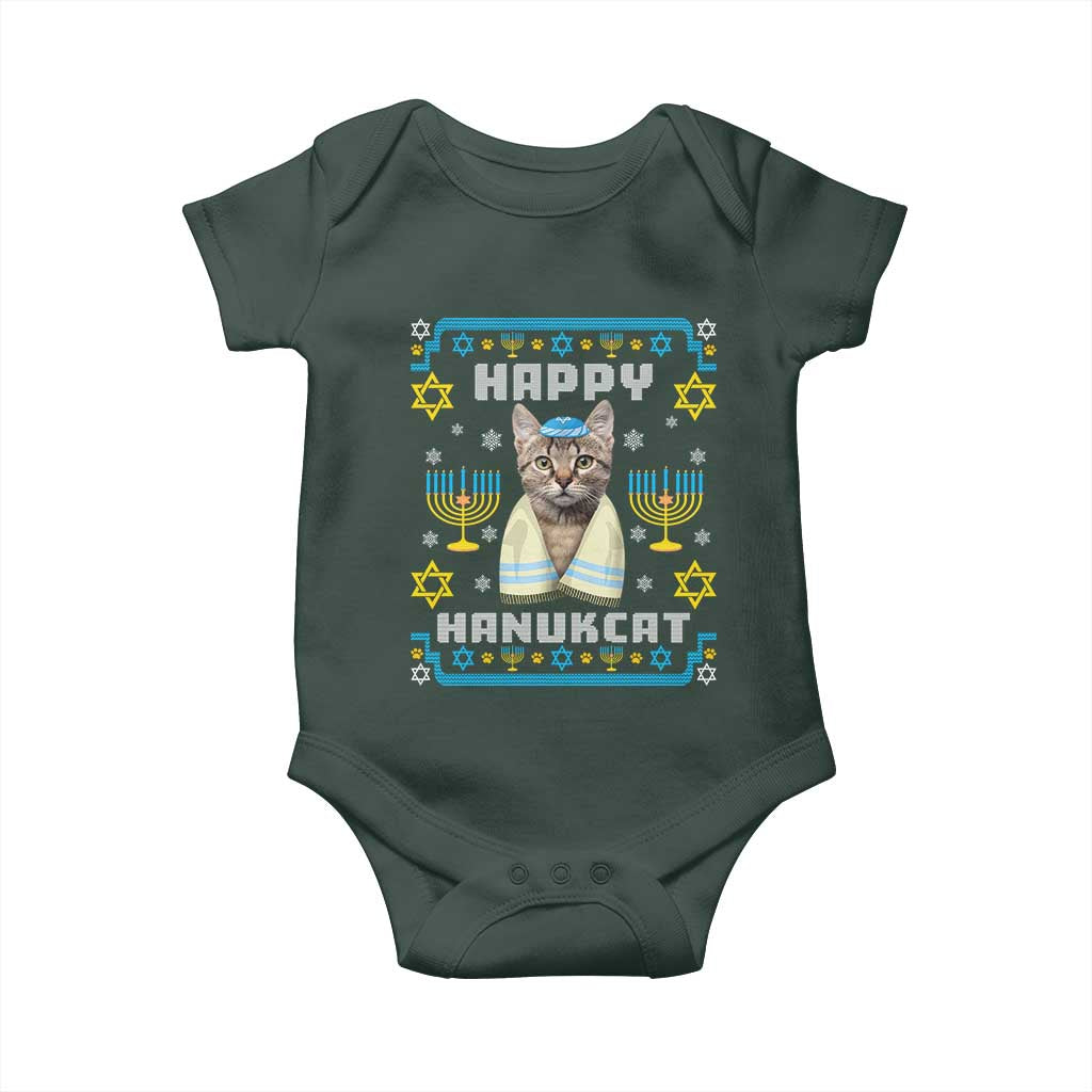 Funny Hanukkah Cat Baby Onesie Happy Hanukcat Menorah Ugly Chanukah Jewish Festival TS02 Print Your Wear