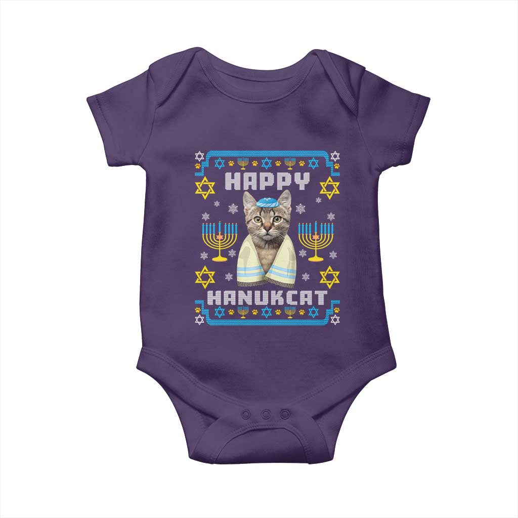 Funny Hanukkah Cat Baby Onesie Happy Hanukcat Menorah Ugly Chanukah Jewish Festival TS02 Purple Print Your Wear