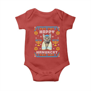 Funny Hanukkah Cat Baby Onesie Happy Hanukcat Menorah Ugly Chanukah Jewish Festival TS02 Red Print Your Wear