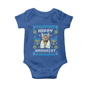 Funny Hanukkah Cat Baby Onesie Happy Hanukcat Menorah Ugly Chanukah Jewish Festival TS02 Royal Blue Print Your Wear
