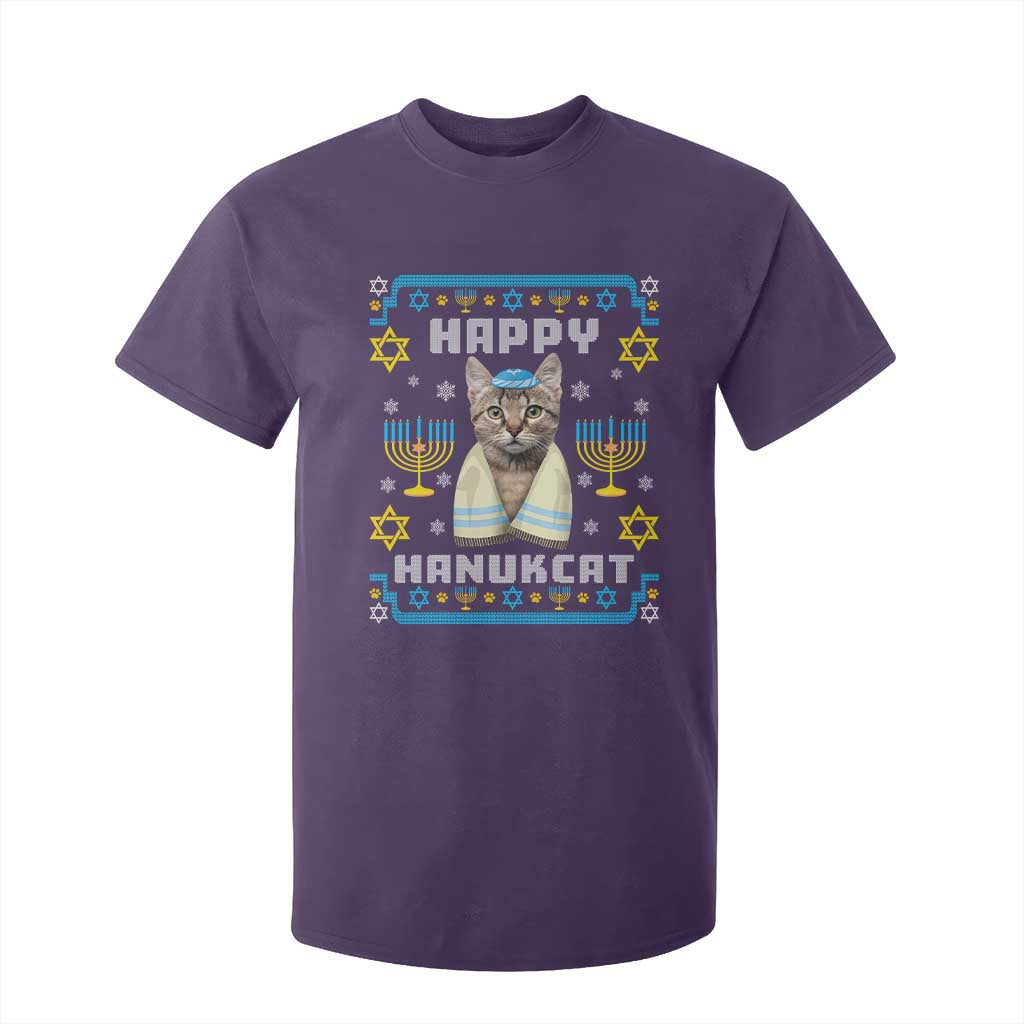 Funny Hanukkah Cat T Shirt For Kid Happy Hanukcat Menorah Ugly Chanukah Jewish Festival TS02 Purple Print Your Wear