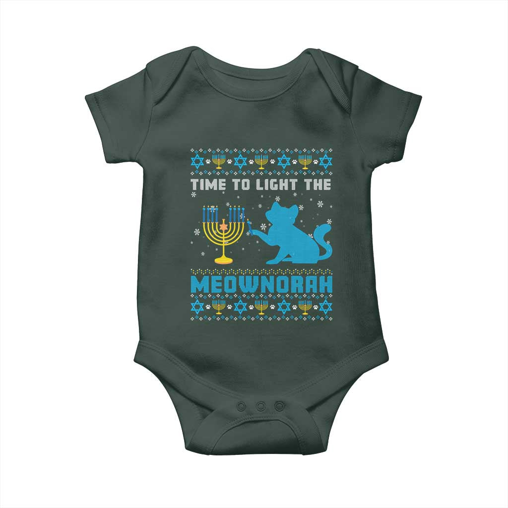 Funny Hanukkah Cat Baby Onesie Light The Meownorah Jewish Menorah Chanukah TS02 Print Your Wear