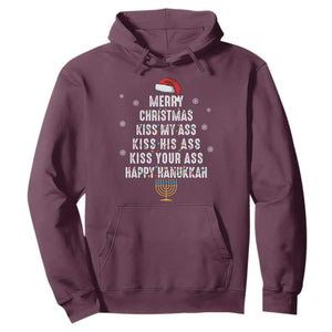 Merry Christmas Kiss My Ass His Ass Your Ass Happy Hanukkah Hoodie TS02 Maroon Printyourwear