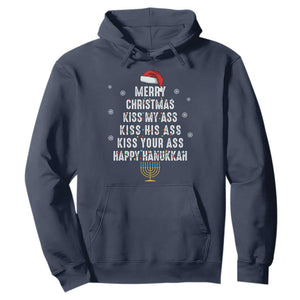 Merry Christmas Kiss My Ass His Ass Your Ass Happy Hanukkah Hoodie TS02 Navy Printyourwear