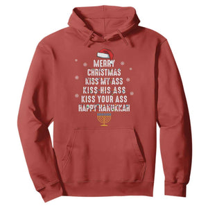 Merry Christmas Kiss My Ass His Ass Your Ass Happy Hanukkah Hoodie TS02 Red Printyourwear