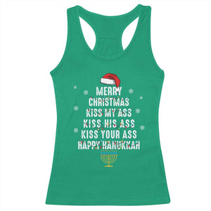 Merry Christmas Kiss My Ass His Ass Your Ass Happy Hanukkah Racerback Tank Top TS02 Irish Green Print Your Wear