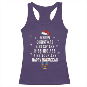 Merry Christmas Kiss My Ass His Ass Your Ass Happy Hanukkah Racerback Tank Top TS02 Purple Print Your Wear