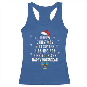 Merry Christmas Kiss My Ass His Ass Your Ass Happy Hanukkah Racerback Tank Top TS02 Royal Blue Print Your Wear