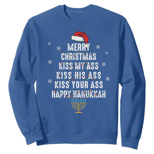 Merry Christmas Kiss My Ass His Ass Your Ass Happy Hanukkah Sweatshirt TS02 Royal Blue Printyourwear