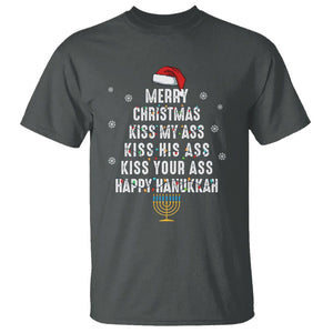 Merry Christmas Kiss My Ass His Ass Your Ass Happy Hanukkah T Shirt TS02 Dark Heather Printyourwear