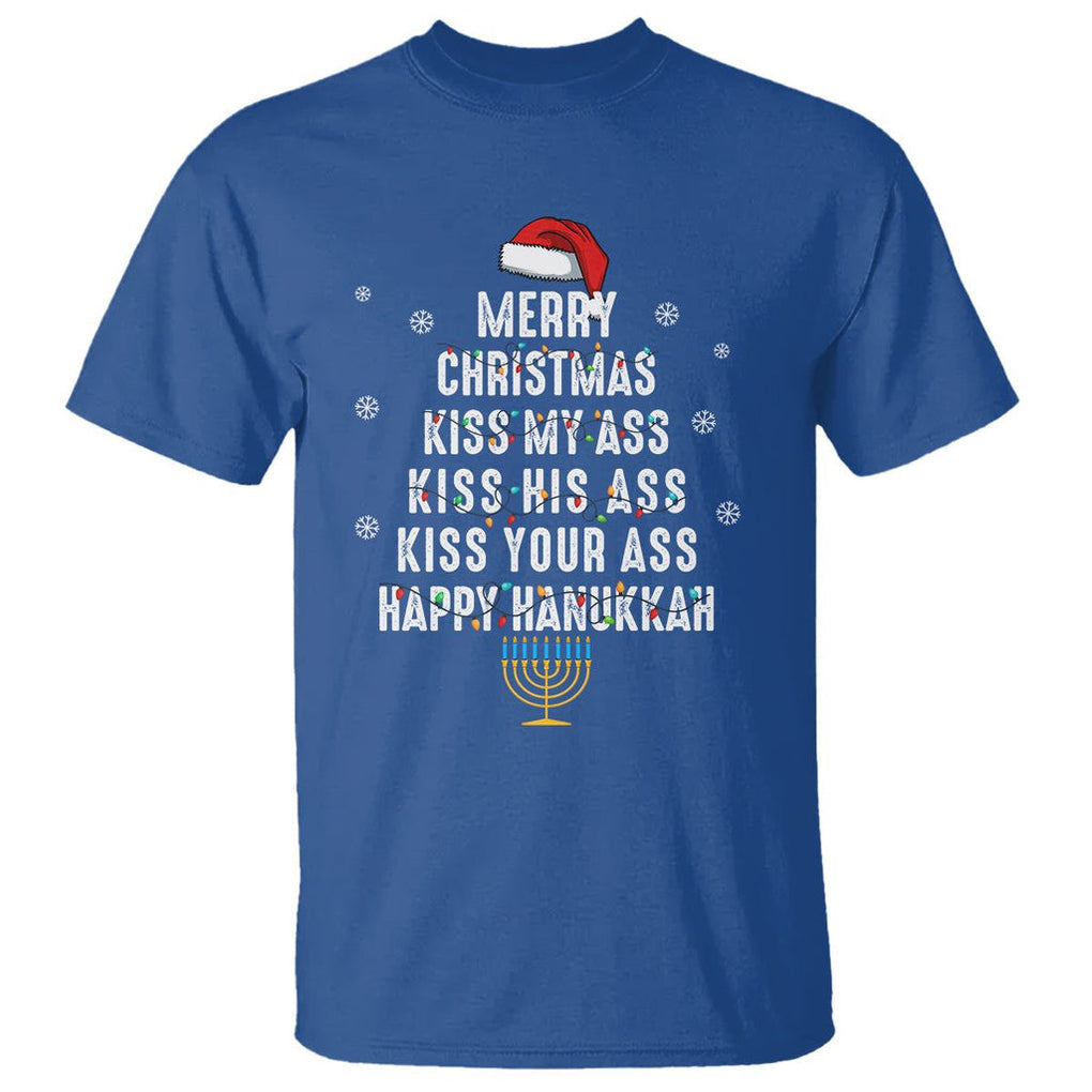 Merry Christmas Kiss My Ass His Ass Your Ass Happy Hanukkah T Shirt TS02 Royal Blue Printyourwear