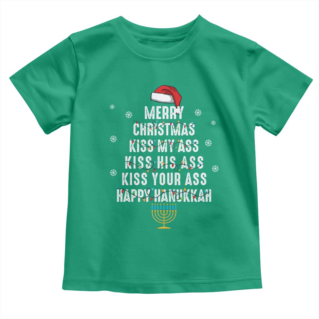Merry Christmas Kiss My Ass His Ass Your Ass Happy Hanukkah Toddler T Shirt TS02 Irish Green Print Your Wear